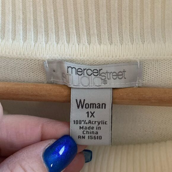 Mercer Street Studio Cream Spring Cowl Neck Sweater sz 1X - Picture 3 of 4